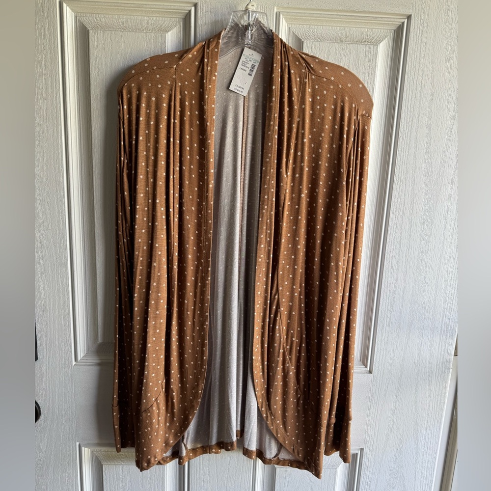 Maurices Tan Polka Dot Cardigan
